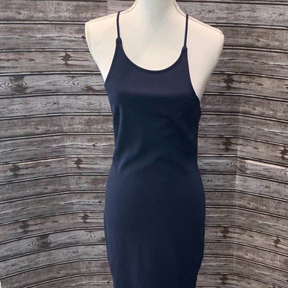 MONTEAU Navy Blue Sleeveless Halter Dress NWT - Picture 3 of 9